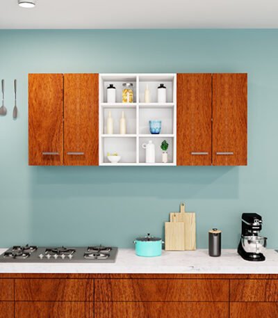 Four Door Cabinet with Open Shelves