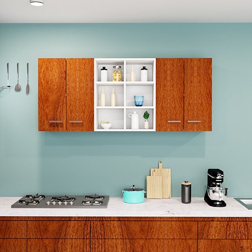 Four Door Cabinet with Open Shelves