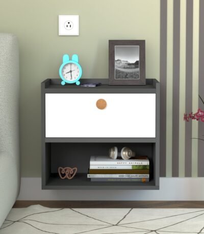 Spyder Group White & Grey Color Bedside Table