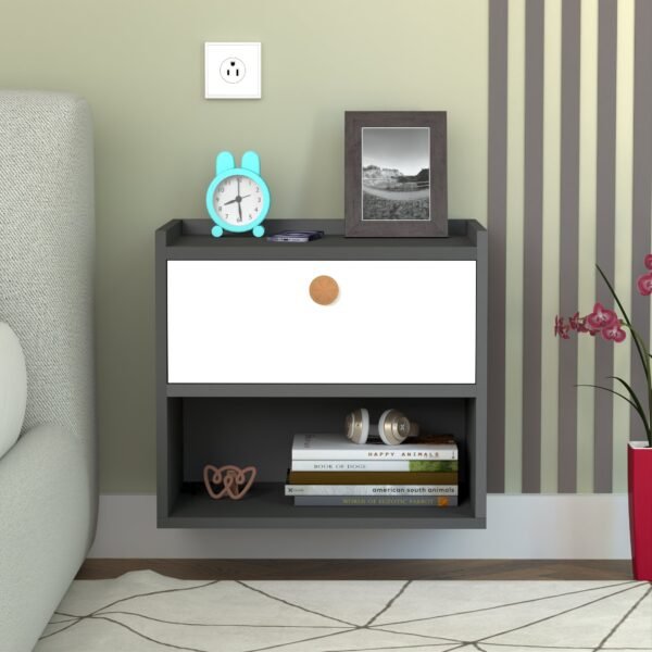 Spyder Group White & Grey Color Bedside Table